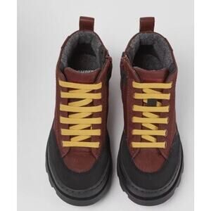 Camper Kids Brutus PrimaLoft® Burgundy Lace Up Zipper ankle boots Sz 29 US 11.5